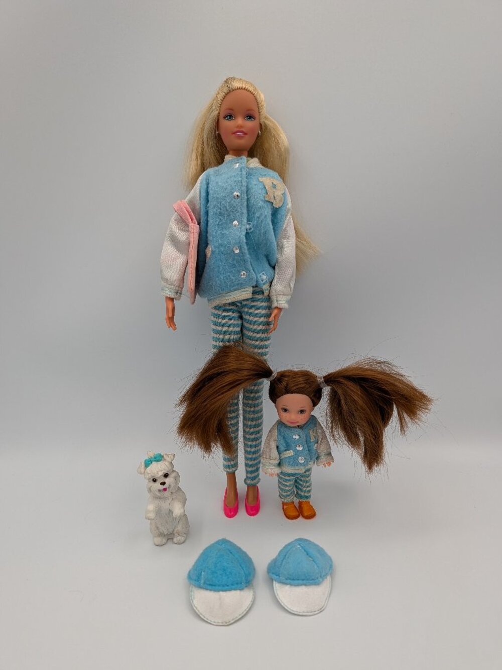 Vintage Barbie & Daughter Doll Set with Matching Varsity Outfits